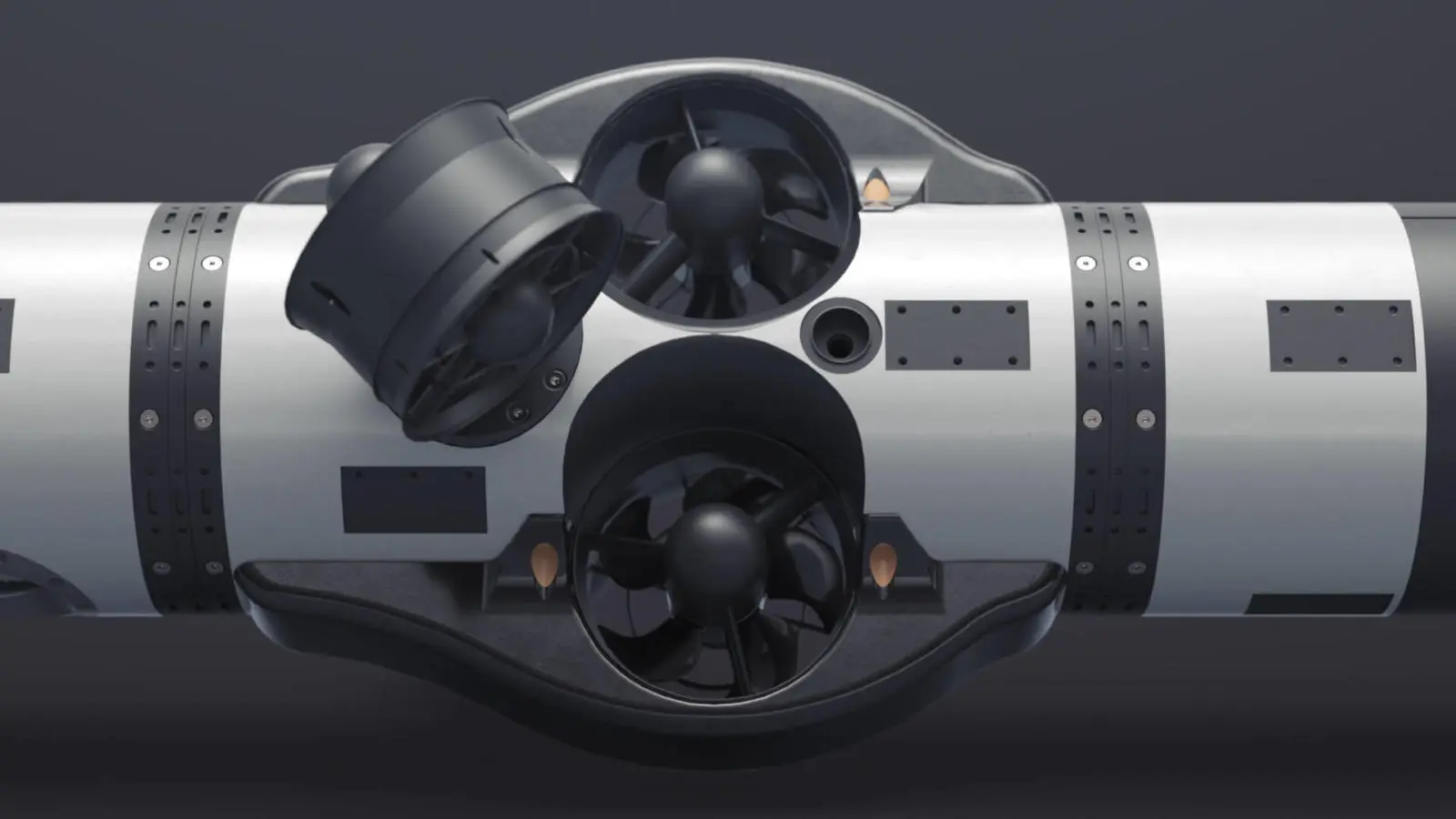 A close view of the EELY500's thrusters