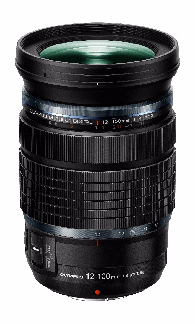 The 12-100 mm lens can shoot images as close as 1.5 cm