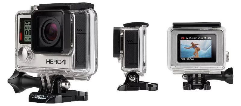 The GoPro Hero 4 Silver Edition, equipped with its touchscreen interface