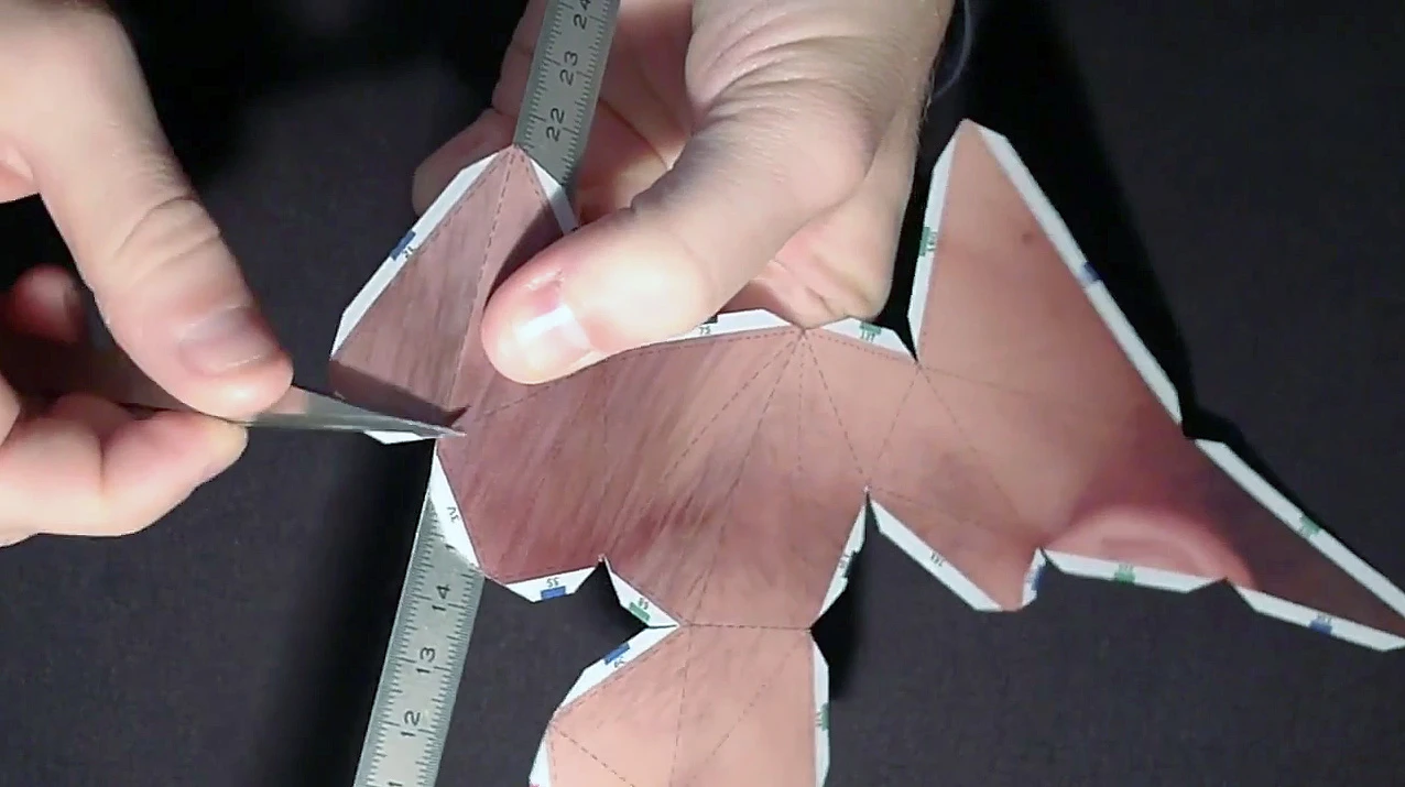 After cutting the parts out, you'll have to fold them along the dotted lines