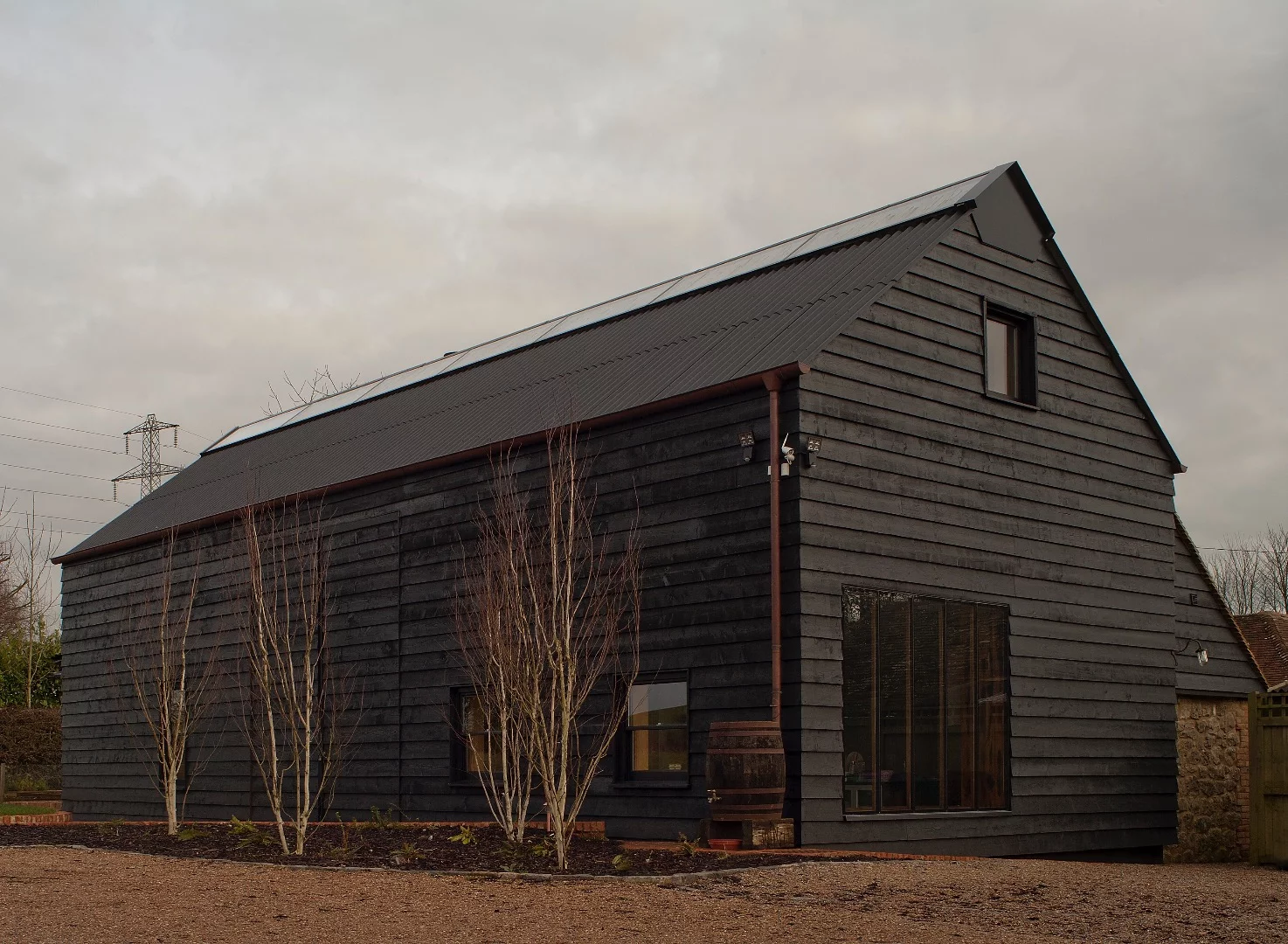 The main barn exterior, side-on