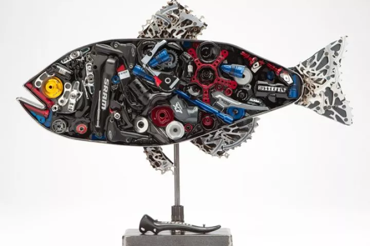 "SRAM NOT SWAM" by Kendall Polster is one of the works up for auction in the SRAM pART PROJECT