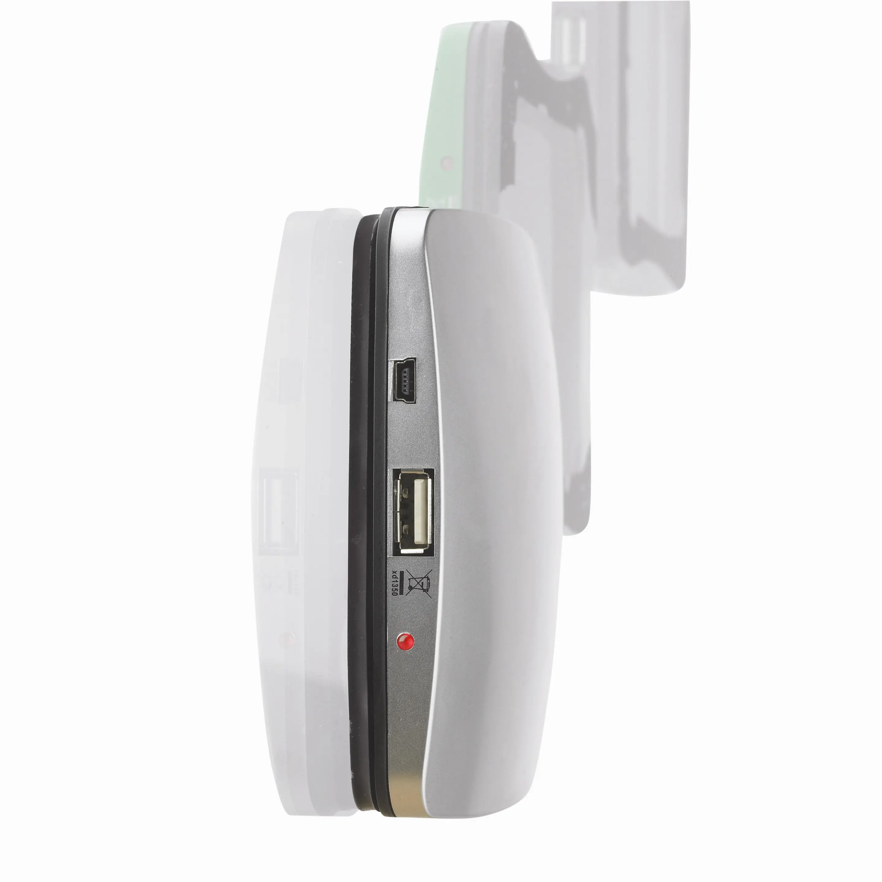 The bottom edge of the Window solar charger is home to a mini-USB port, a full-size USB port and and LED charge indicator