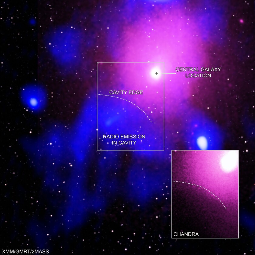 Annotated image of the black hole explosion