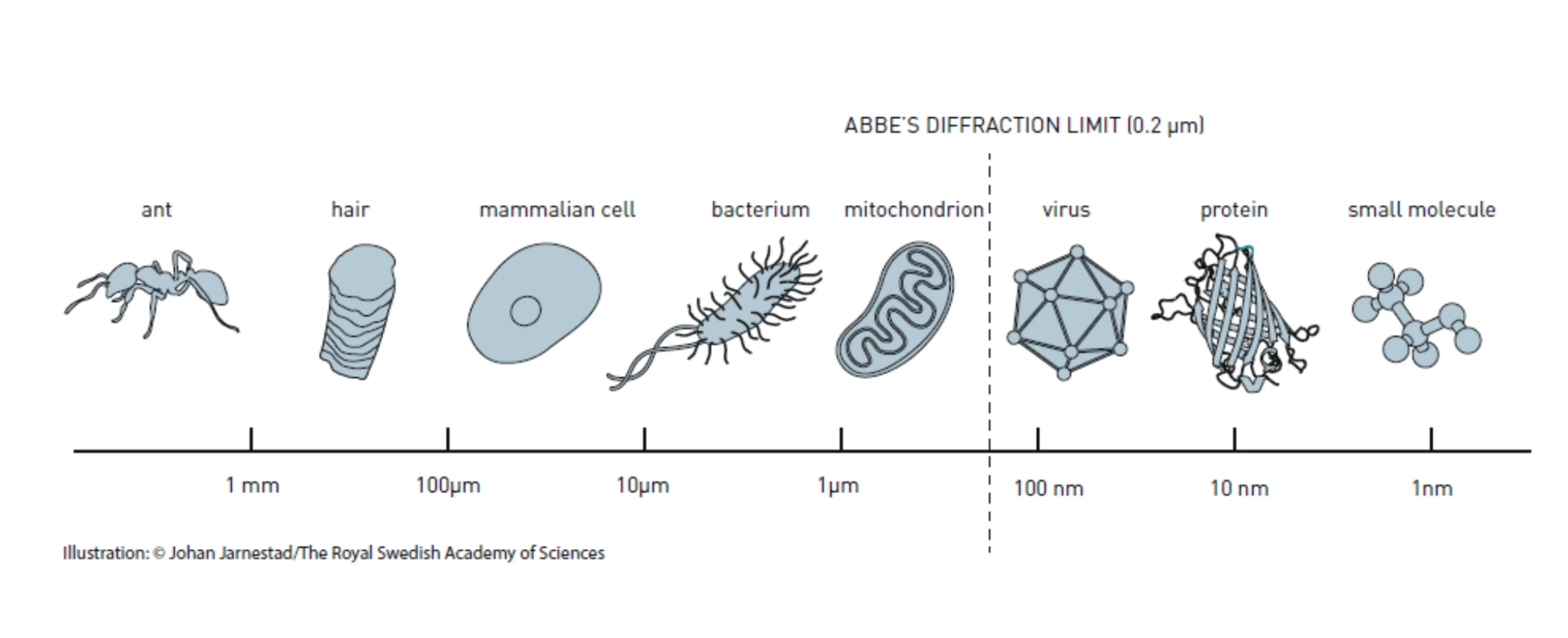 Diagram of the physical limits of microscopy