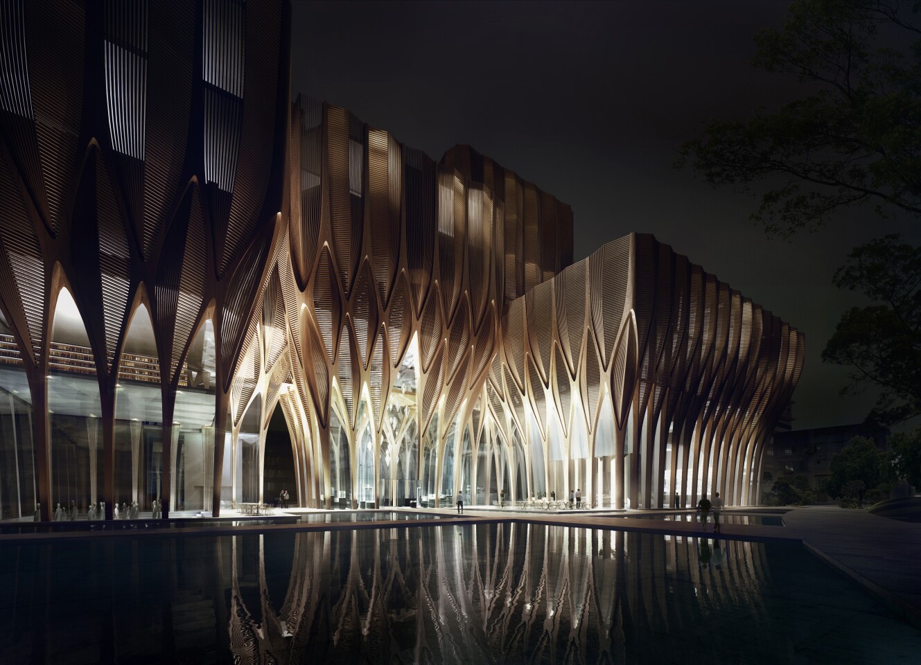Entrance of the Sleuk Rith Institute Entrance (Image: ZHA)
