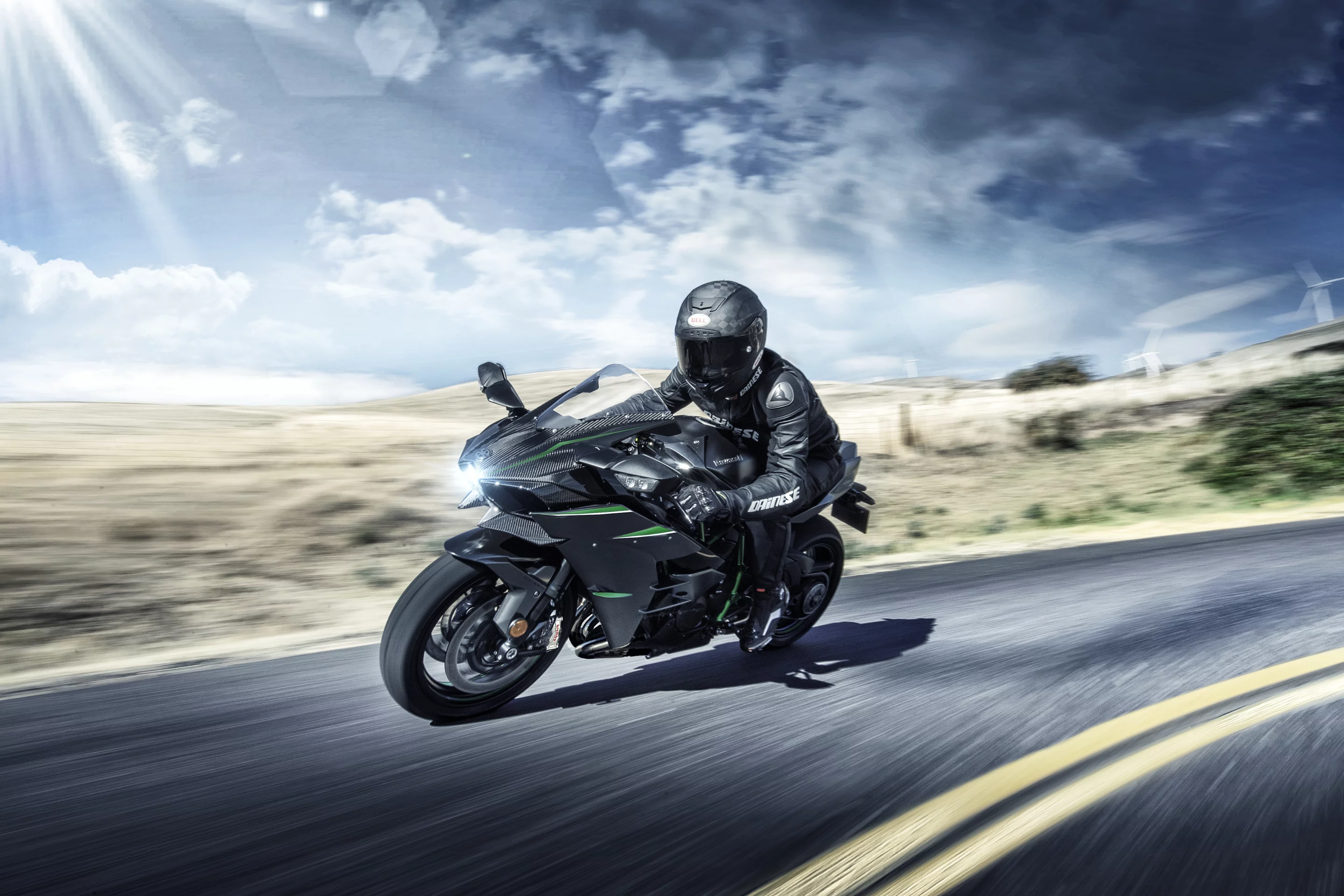 The 2019 Kawasaki Ninja H2 in action