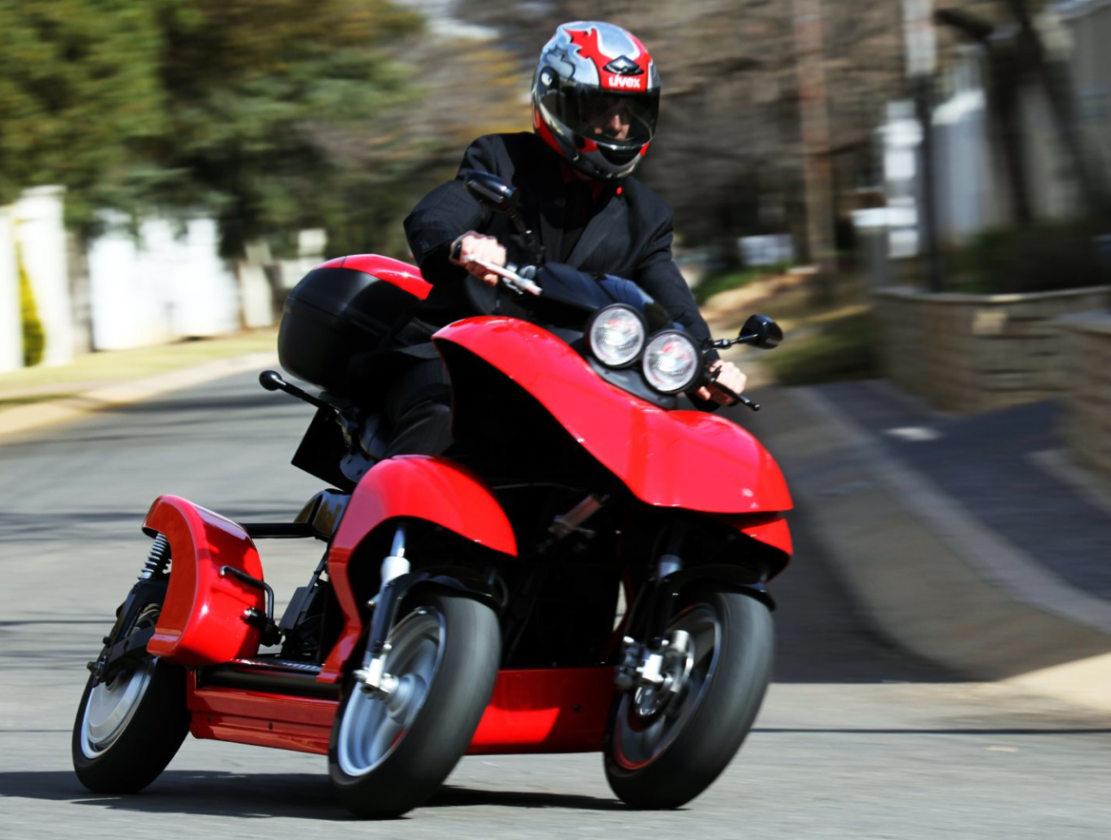 The Swaygo 575 EVR1 - an electric, tilting 4-wheel scooter.