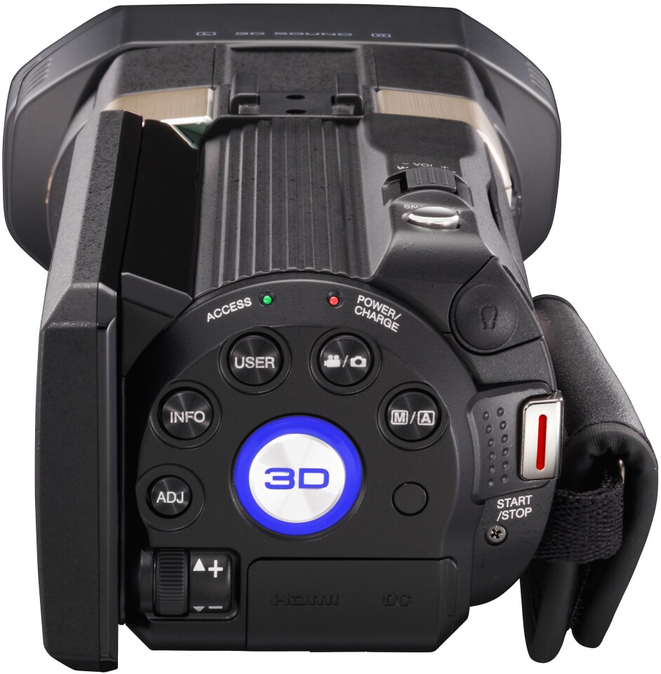 The GS-TD1 features auto parallax adjustment, optical axis auto image stabilization and a 3.5-inch glasses-free 3D touch panel LCD monitor