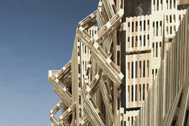 The AME-LOT student housing project is made entirely out of recycled pallets(Image by Malka Architecture)