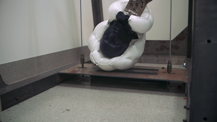 In drop tests, the the Hövding airbag helmet design was found to be up to six times better at reducing impact, as measured by linear acceleration, compared to conventional helmets