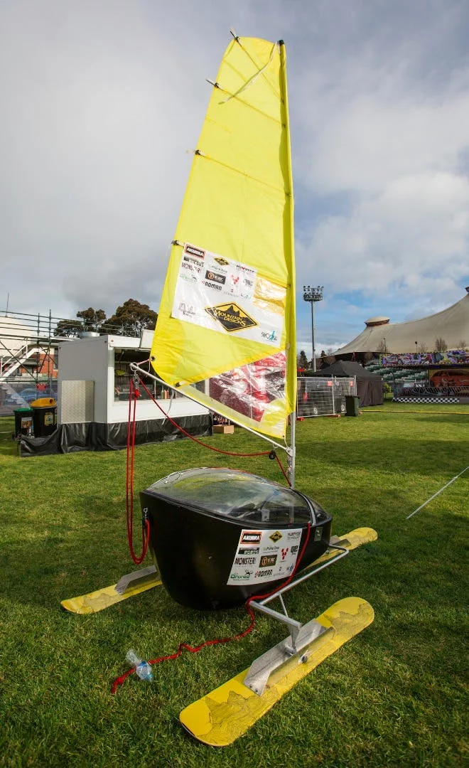 A very different kind of off-road vehicle: the Australian-designed Swoosh snow sailer