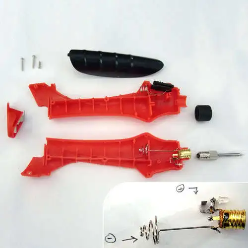The soldering iron gets broken apart and the circuitry sketched