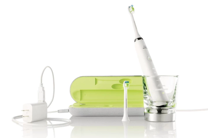The Philips Sonicare DiamondClean Toothbrush charges when placed in the included rinsing glass