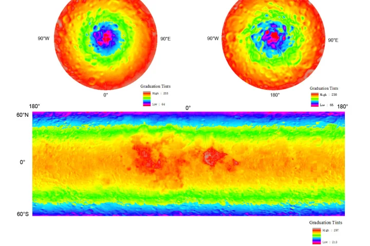 Lunar Microwave Radiometer Daytime Brightness Temperature map of the Moon
