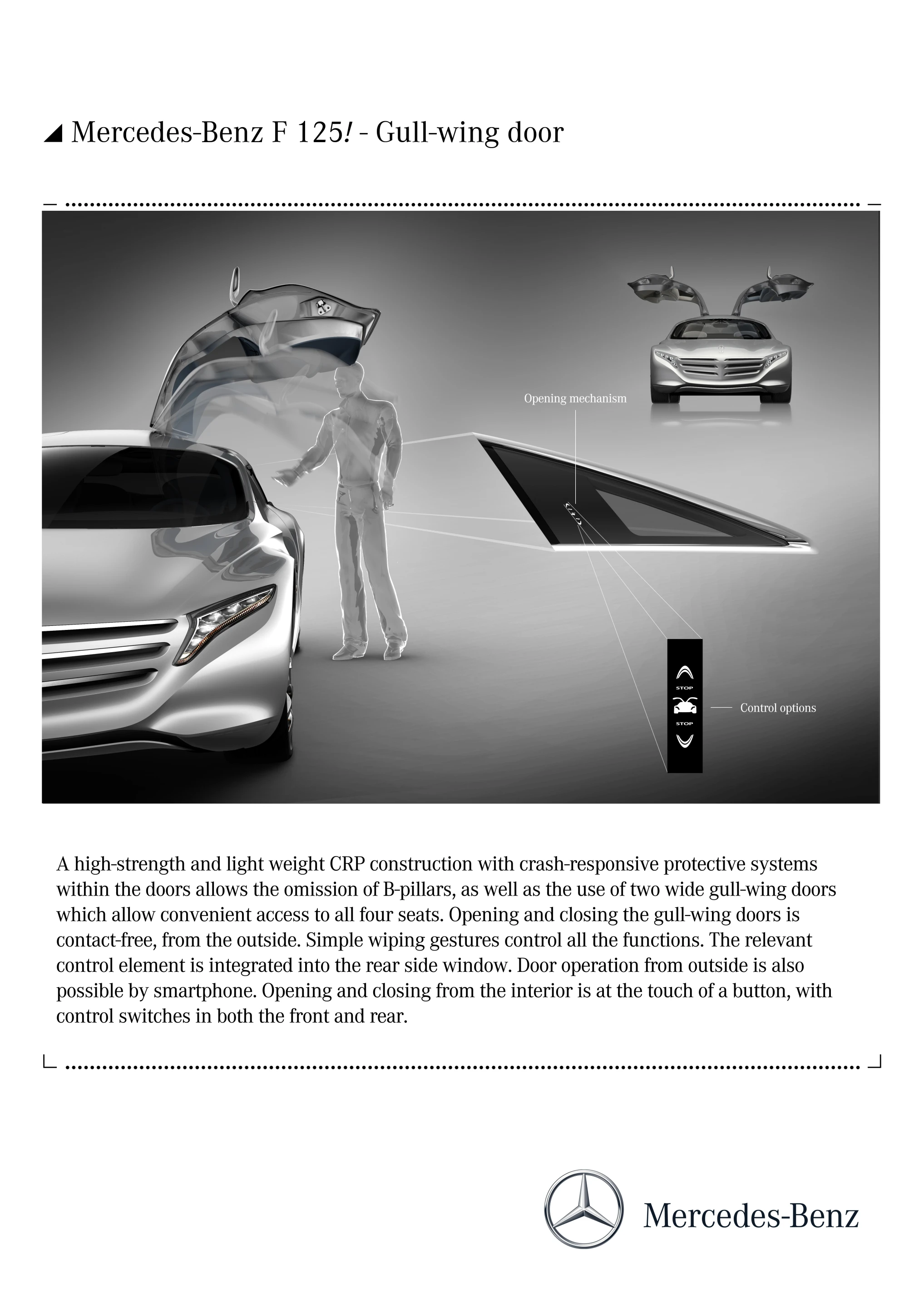 The Mercedes-Benz F 125! research vehicle's gullwing doors