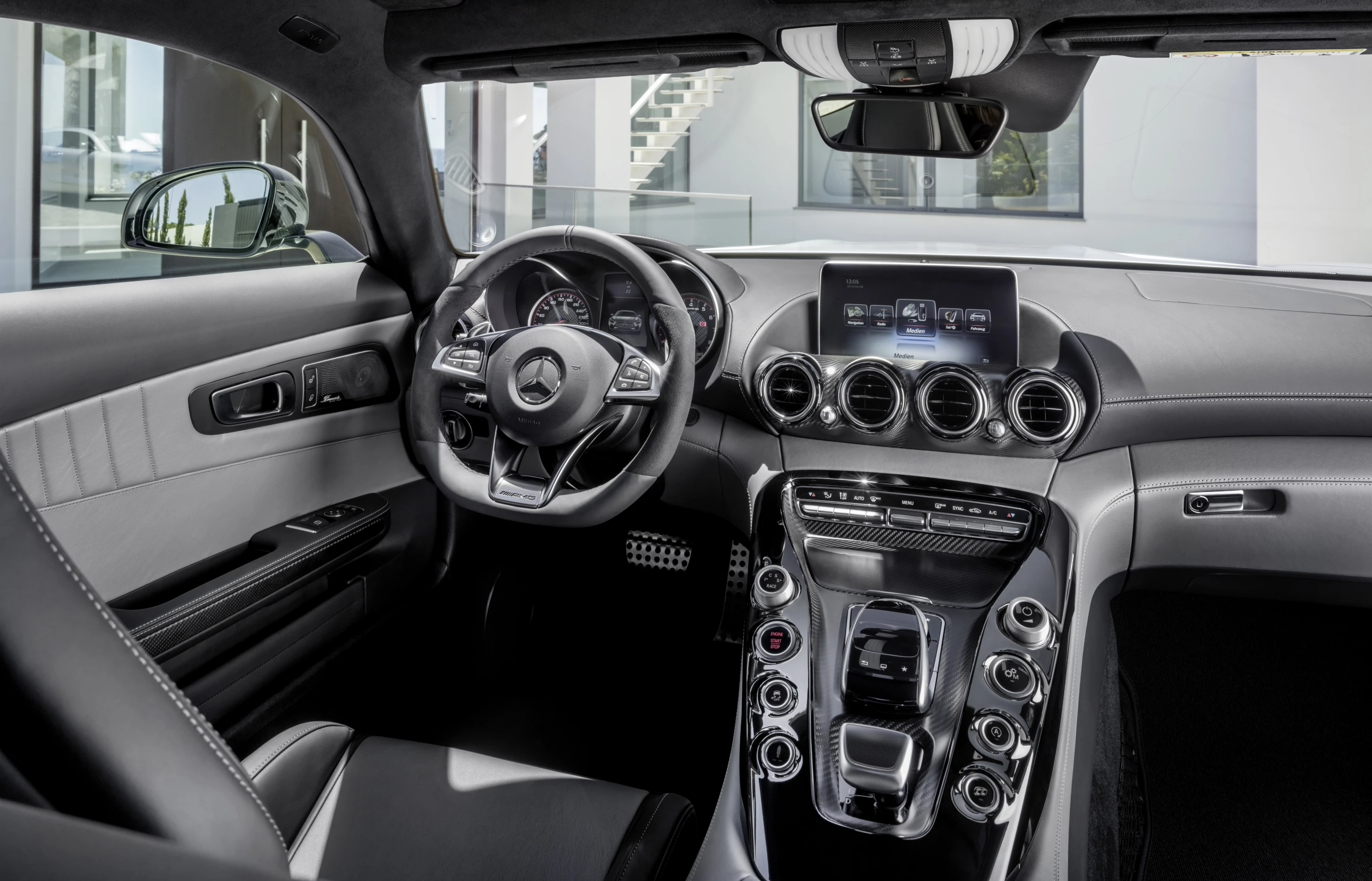 The GT S has a microfiber and leather steering wheel