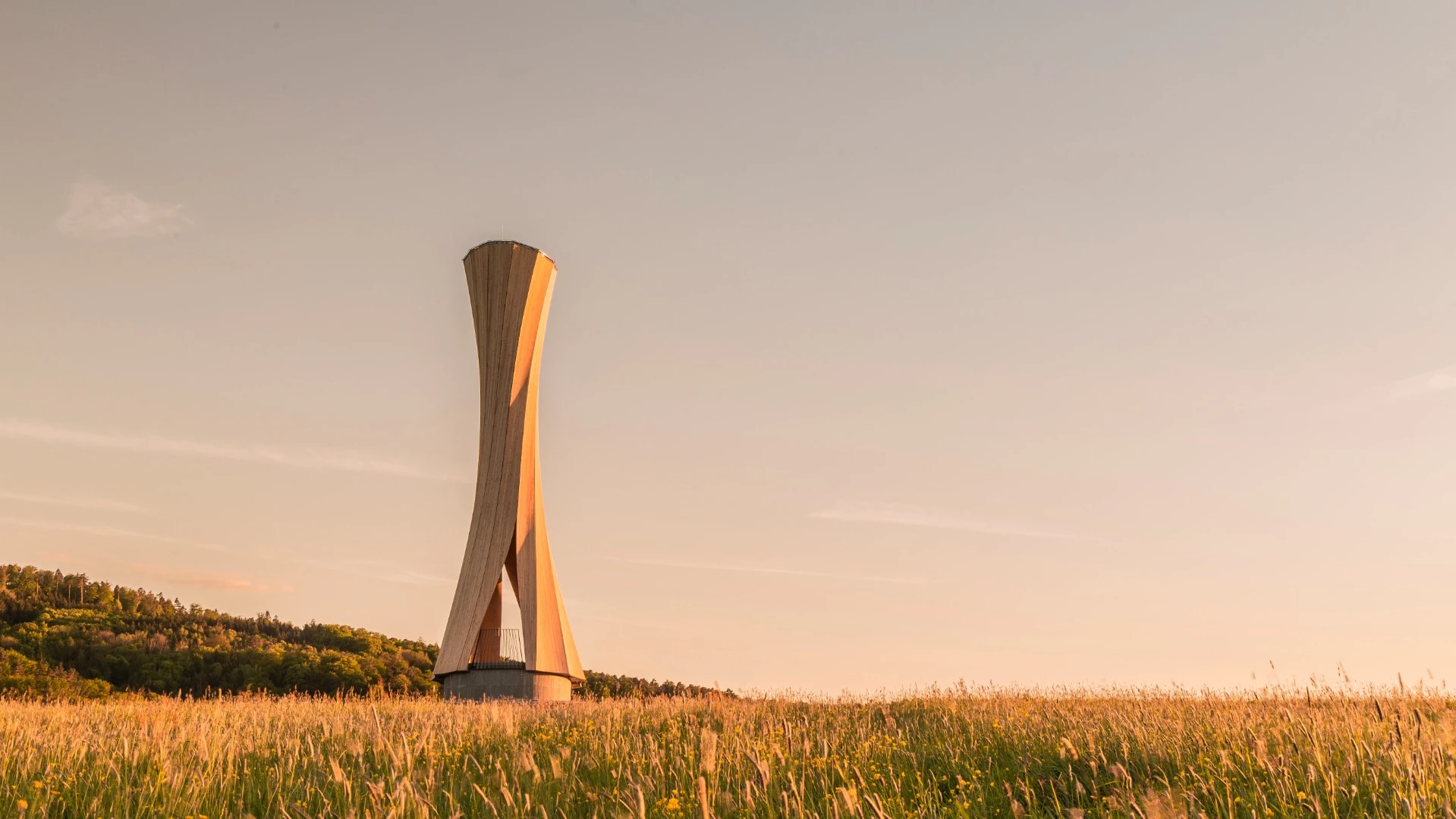 The teams says its Urbach Tower is the first structure in the world to use self-shaped building-scale components