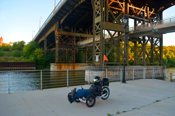 The Odyssey electric trike, fitted with a 4 kW motor, can reach speeds of up to 50 mph (80 km/h)