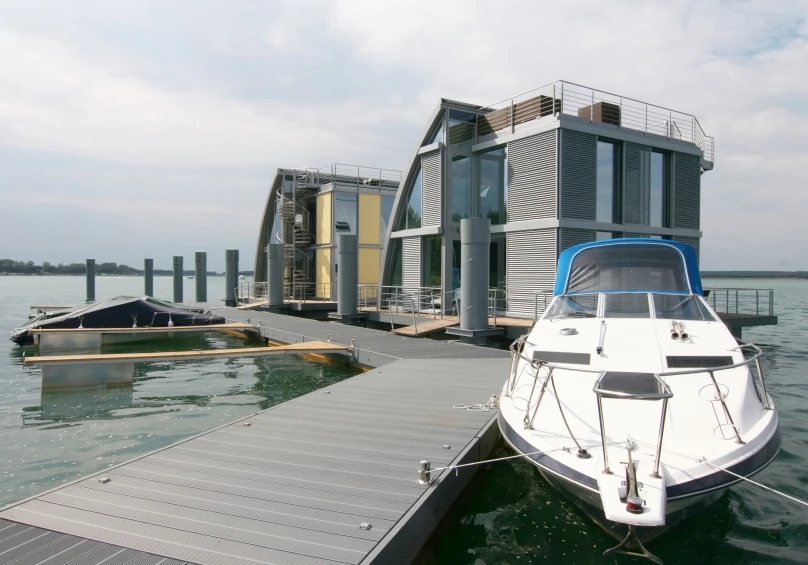 Designed by the German architectural firm Steeltec37, the modular buildings offer sustainable living and lakeside luxury