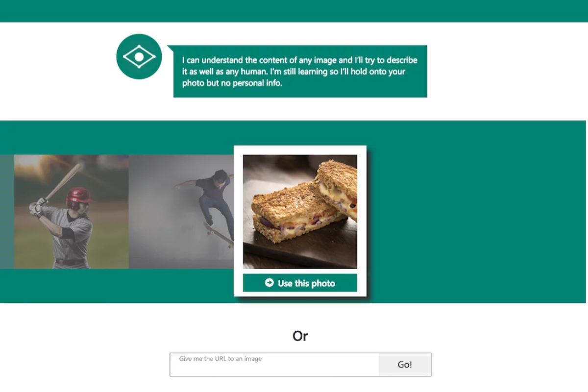 Microsoft Captionbot will take a look at your image and tell you what's going on