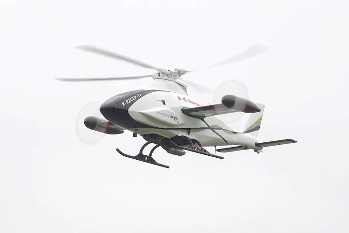 Kawasaki has tested its K-Racer autonomous compound helicopter, powered by the 300-horsepower, supercharged H2R motor
