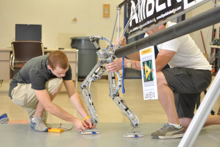 AMBER 2 is a robotic simulation of bipedal locomotion that closely mirrors a human gait