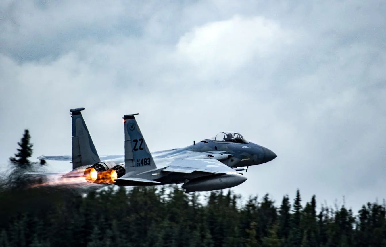 F-15 flying low