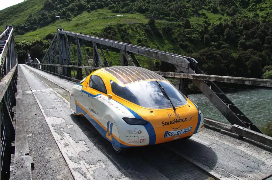 The SolarWorld GT solar-powered car is currently on a drive around the world, and embarks on the U.S. leg of its trip later this week