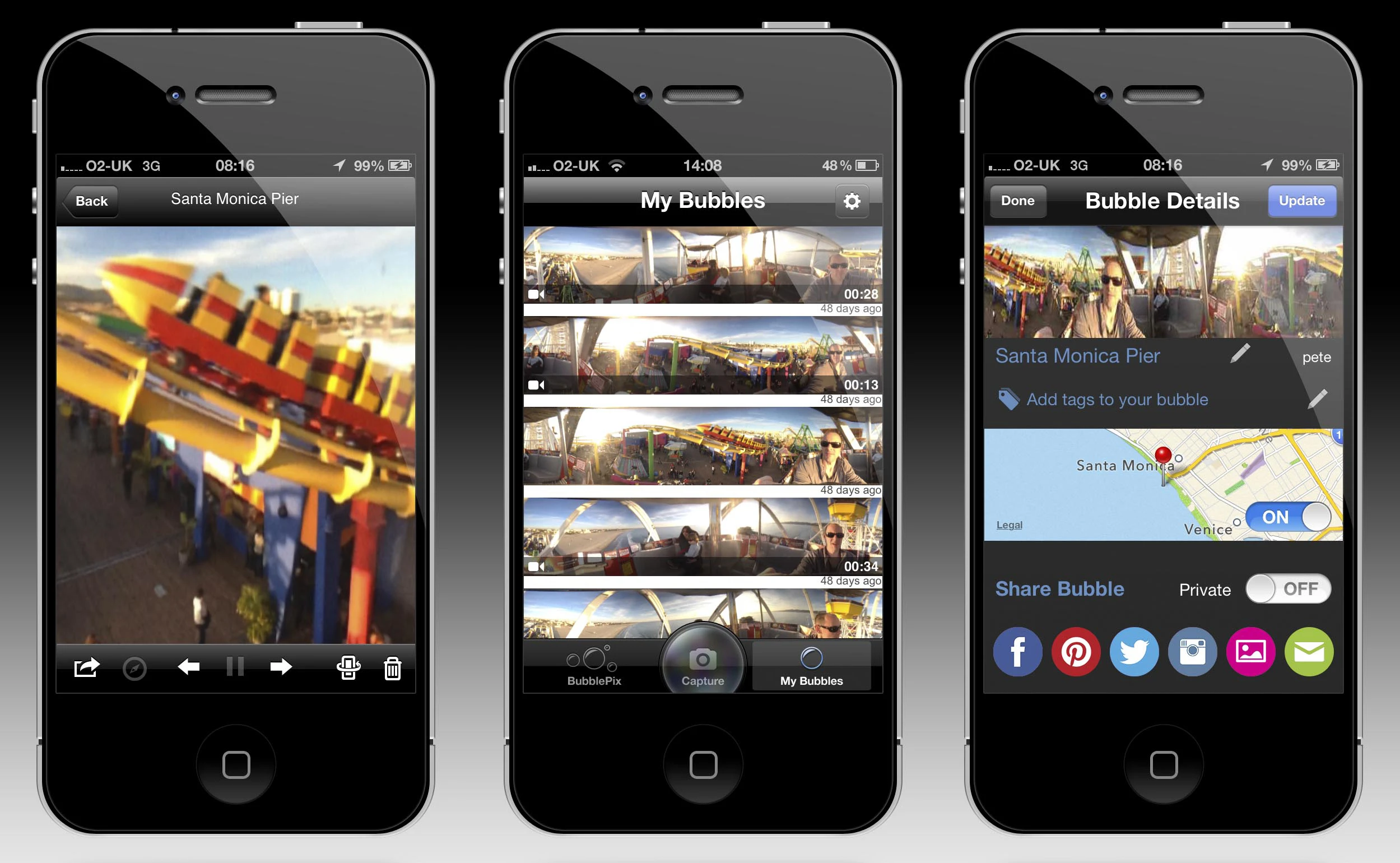 The BubblePod will work with the BubblePix app, which features its own 360-degree photo stitching tool