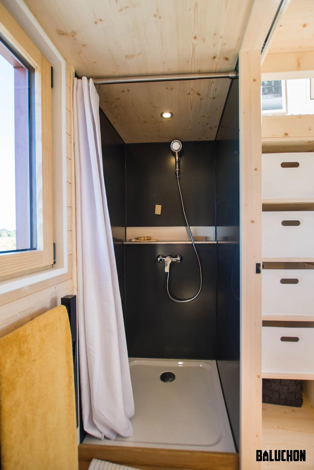 The Golden Hour has a small and basic bathroom with shower and toilet