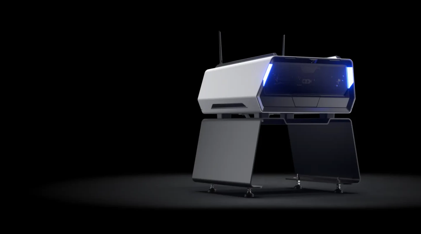 The Skydio Dock has a footprint of just 4 square feet (0.37 sq m) and weighs 62 lb (30 kg)