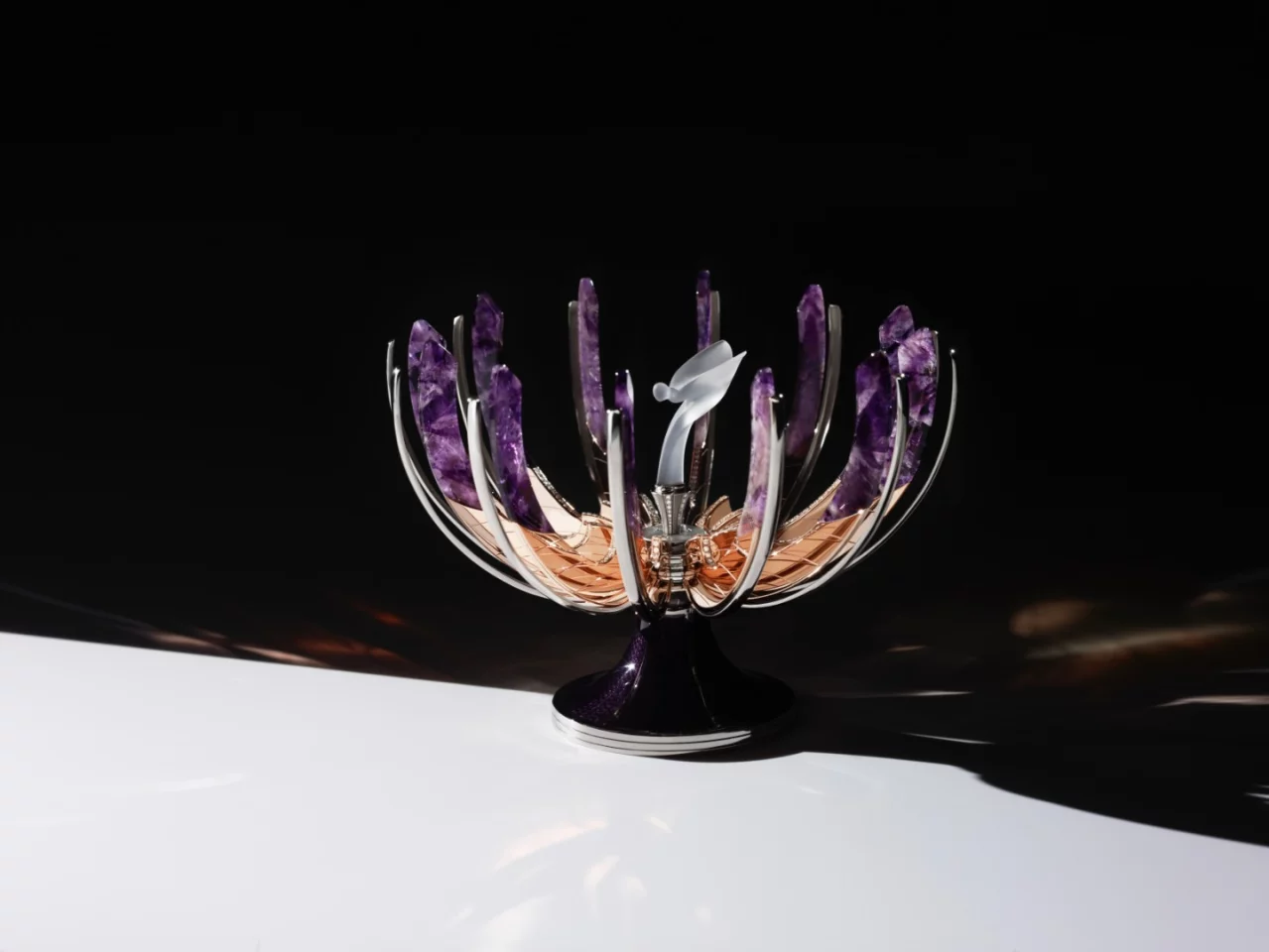 The "Spirit of Ecstasy" Fabergé Egg is designed with an opening mechanism as a "surprise"