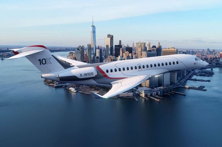 The Dassault Falcon 10X can fly 7,500 nautical miles on a single load of fuel