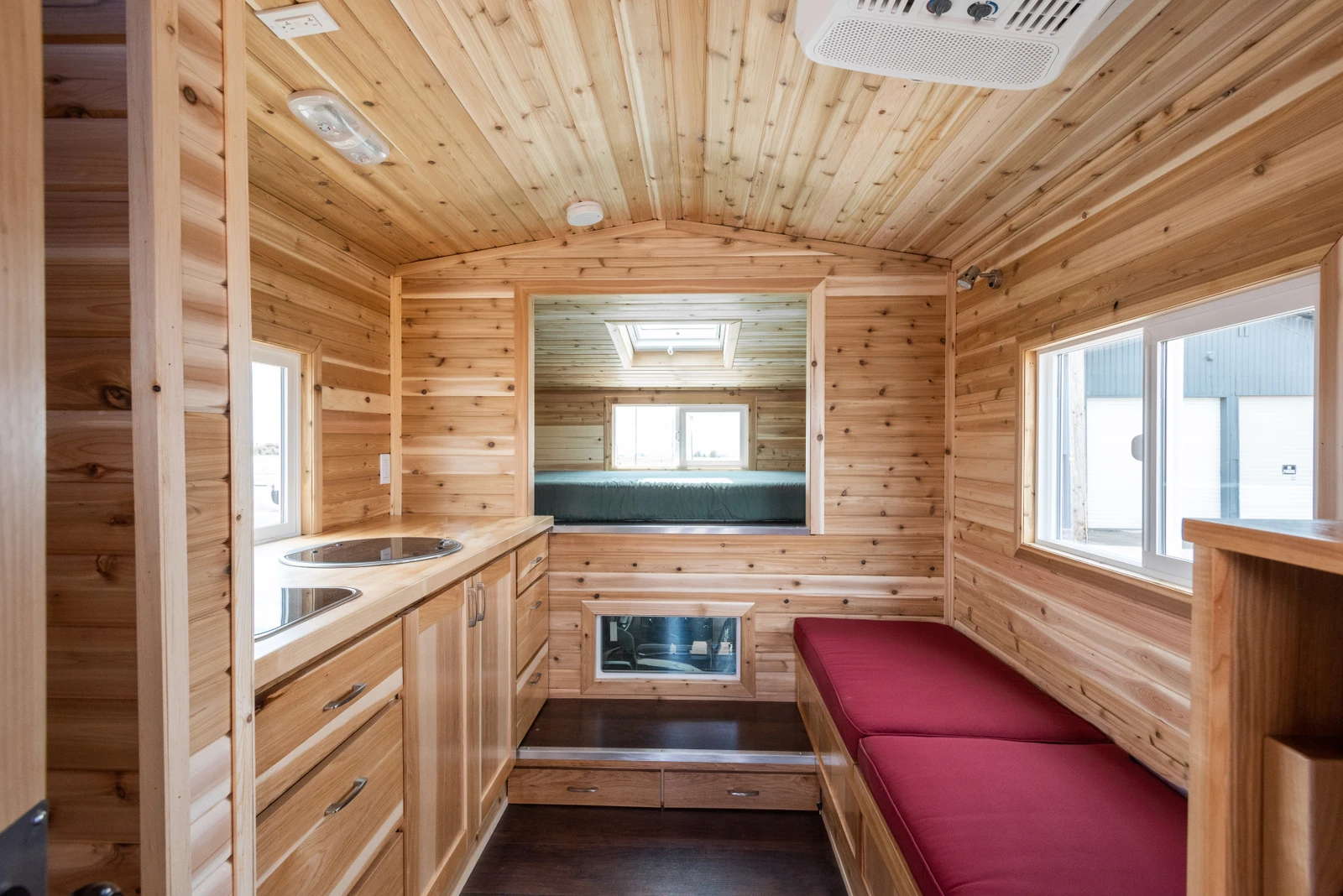 The Tiny Traveler's interior has a maximum ceiling height of 6.1 ft (1.8 m)