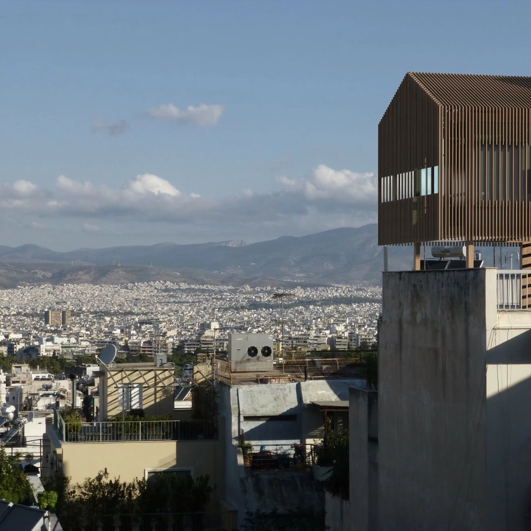 This concept, from Panos Dragonas Christopoulou Architects, was designed to sit on top of an apartment block in Athens and act like a rustic tiny cabin akin to a rural retreat in an urban jungle