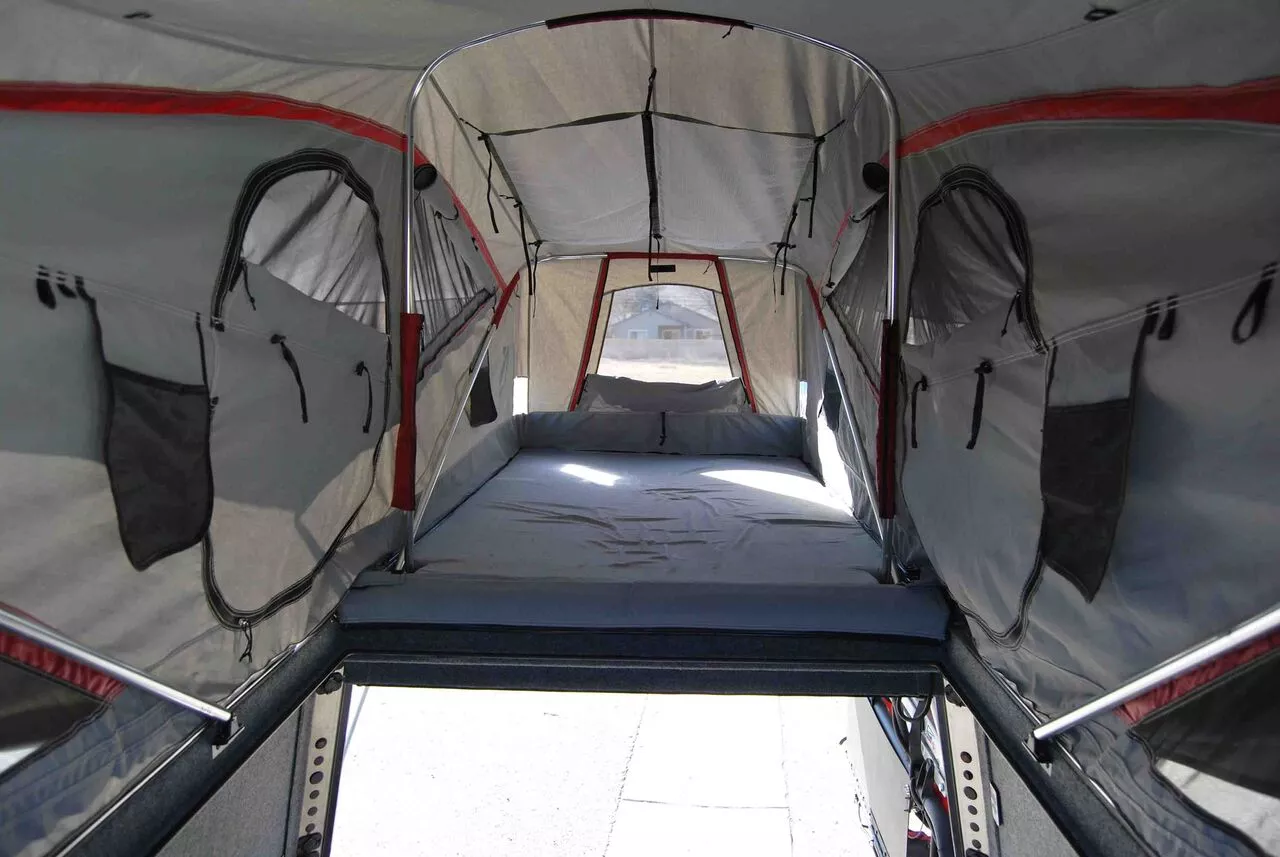 The Tacoma Habitat offers a suspended sleeping platform and stand-up room inside the pickup bed