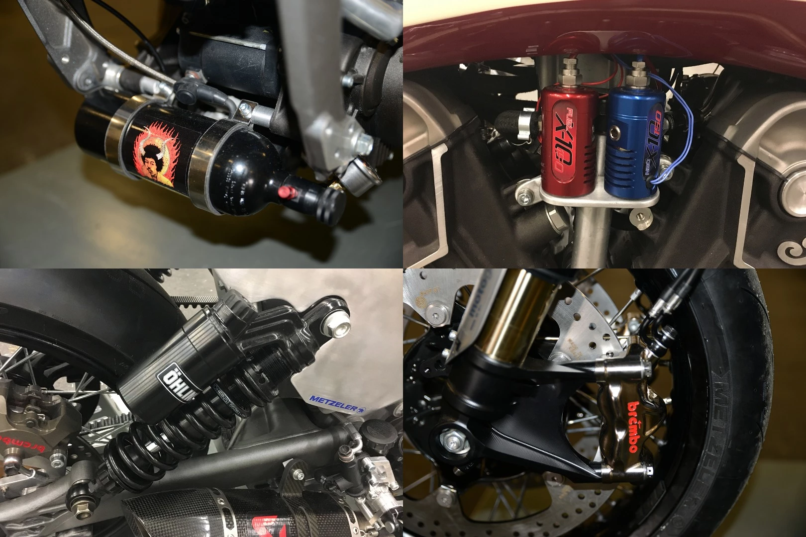 Young Guns enrolled several major performance companies in creating Miracle Mike, with Wizards of NOS providing the Nitrous Oxide injection system, Öhlins Racing providing the suspension, Akrapovič creating a custom muffler, Metzeler the race tires and Brembo offering the best stoppers available.