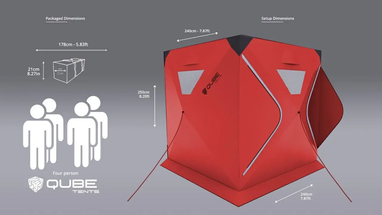 Four-person Qube dimensions