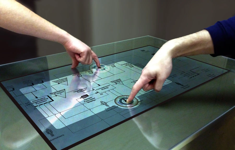 In order that the Playsurface can work well with lower-spec computers, the designers have come up with what they call the "blob board," a USB device that handles all the touch detection and processing