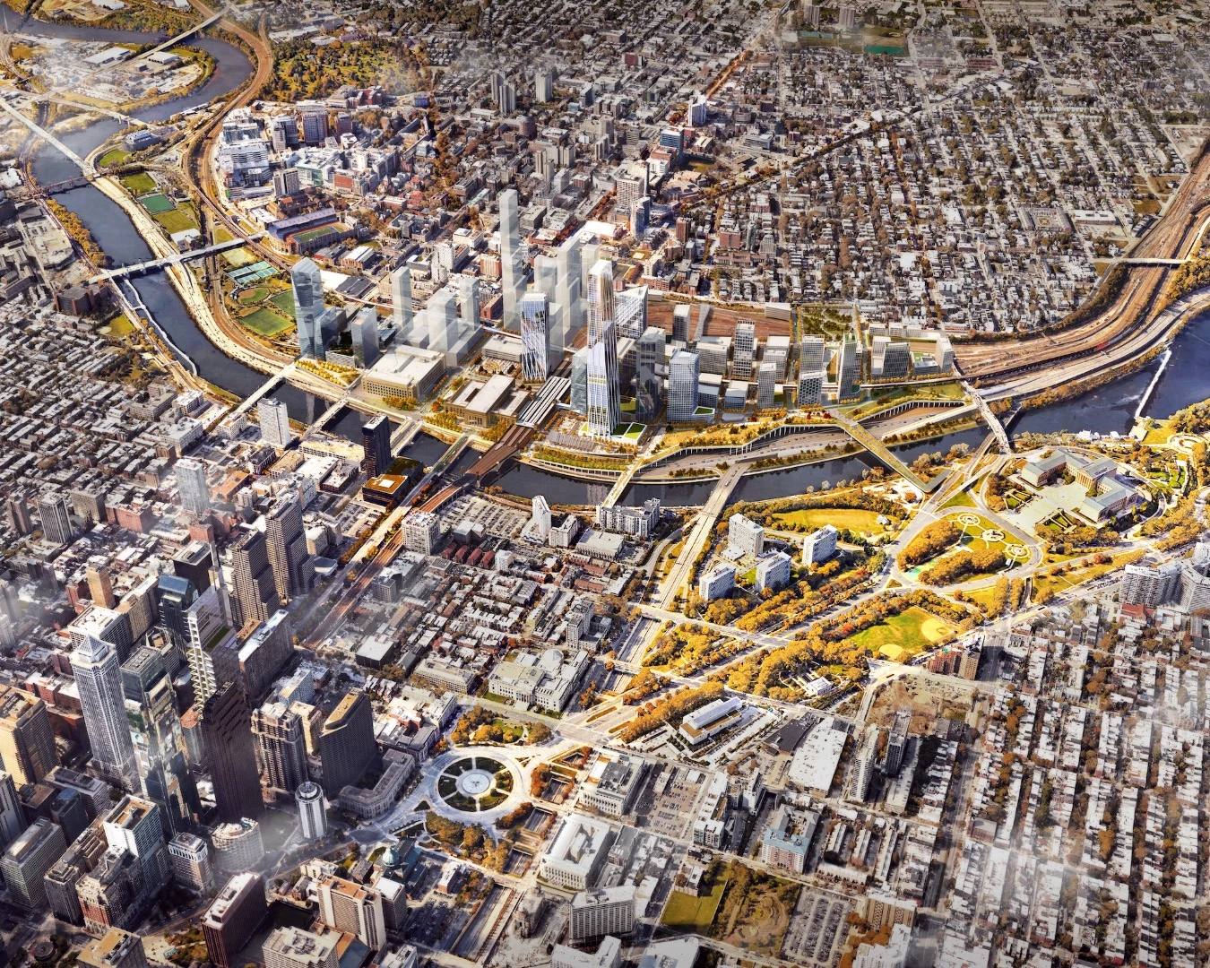 The Philadelphia 30th Street Station District Plan, by Skidmore, Owings & Merrill (SOM), lays out a vision for the district’s next three decades