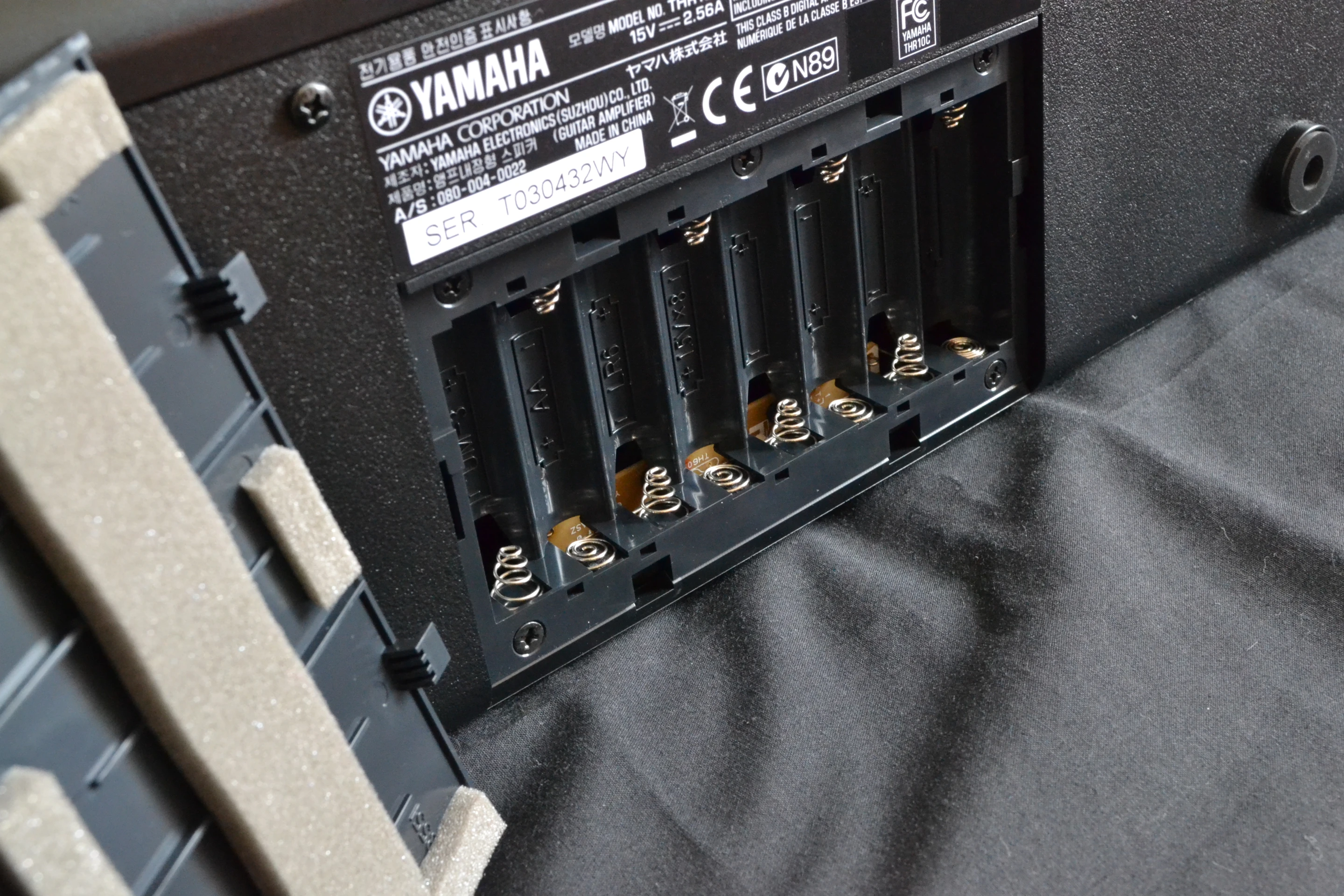 The THR10C can be powered via an included AC adapter or six AA-sized batteries