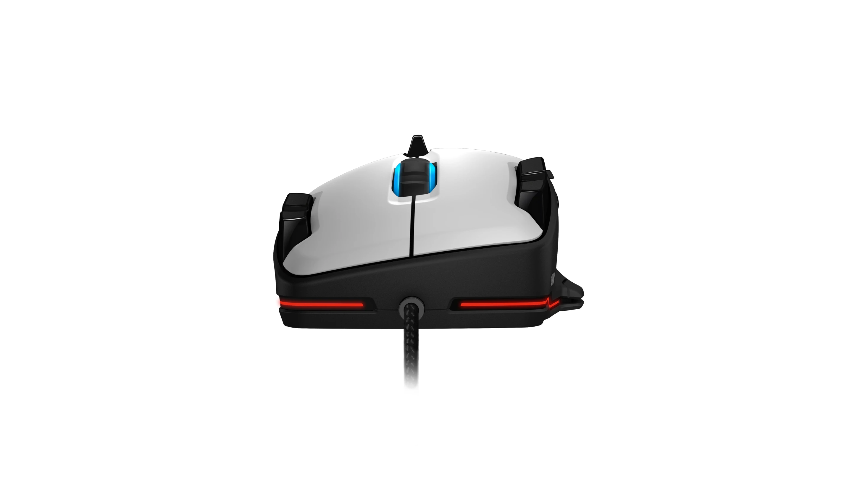 There are two lighting zones – one around the base and the other on the mouse wheel