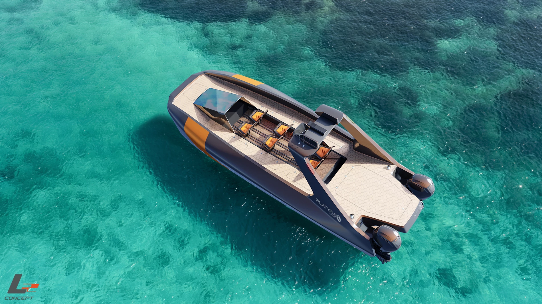 The Platypus Yacht Edition configuration can seat five passengers in the center pod, plus a pilot