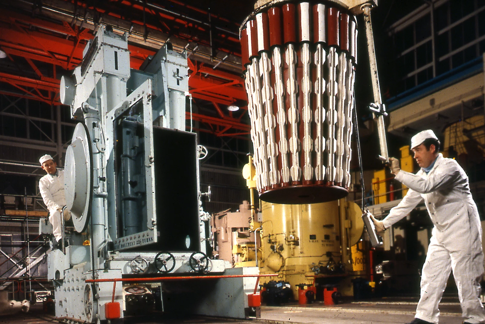 Loading the Calder Hall Magnox reactor