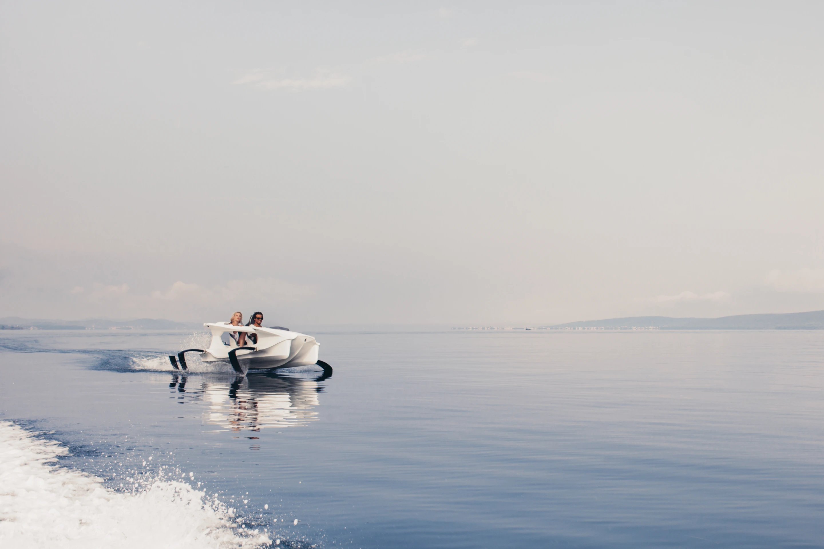 The electric powered Quadrofoil Q2S is good for a top speed of 40 km/h (21 knots) above the water, while the Q2A tops out at 30 km/h (16 knots)