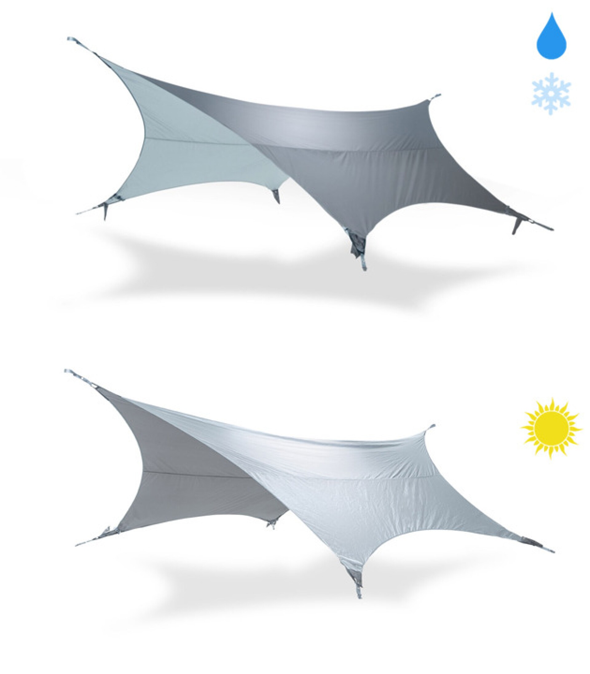 Kammok tarp collects rainwater for drinking