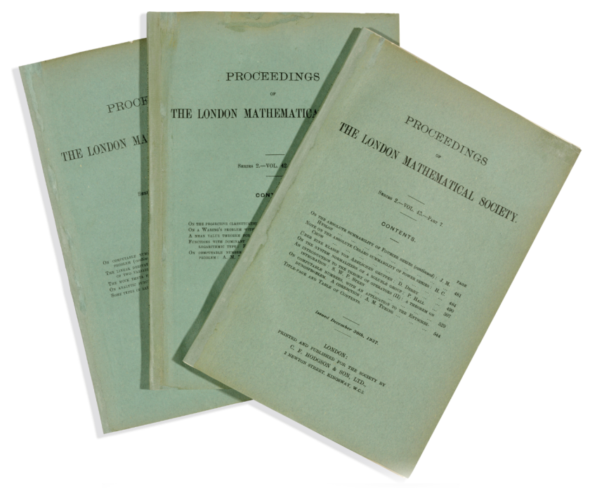 'The foundations of digital computing' by Alan Turing | Price: $37,995 (£30,000) | Auction Link | The 2014 feature film The Imitation Game brought British mathematician Alan Turing into the public consciousness in relation to his work on encryption, but his contribution to computing in general is far greater. His paper 'On computable numbers, with an application to the Entscheidungsproblem' was published in three parts in the 'Proceedings of the London Mathematical Society', introducing the concept of a 'universal machine' for the first time. Sometimes referred to as the 'Turing machine', this rare set of the three relevant copies of Turing's paper, represents a landmark in the history of computing.