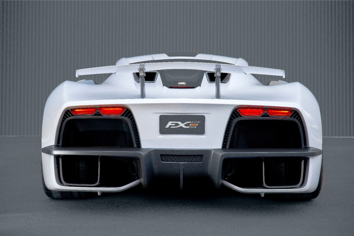The rear end styling of the FXE