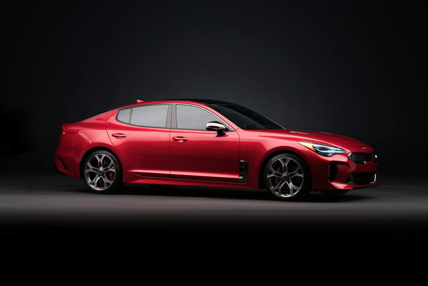 The Kia Stinger has long, set-back proportions
